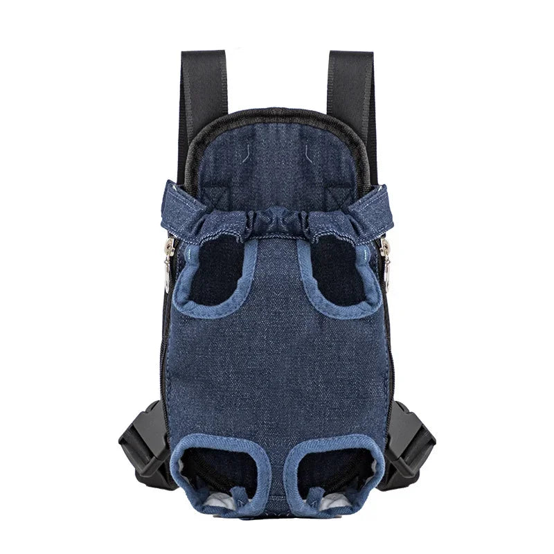 Denim Pet Backpack Carrier for Small Dogs & Cats | Breathable Outdoor Travel Shoulder Bag