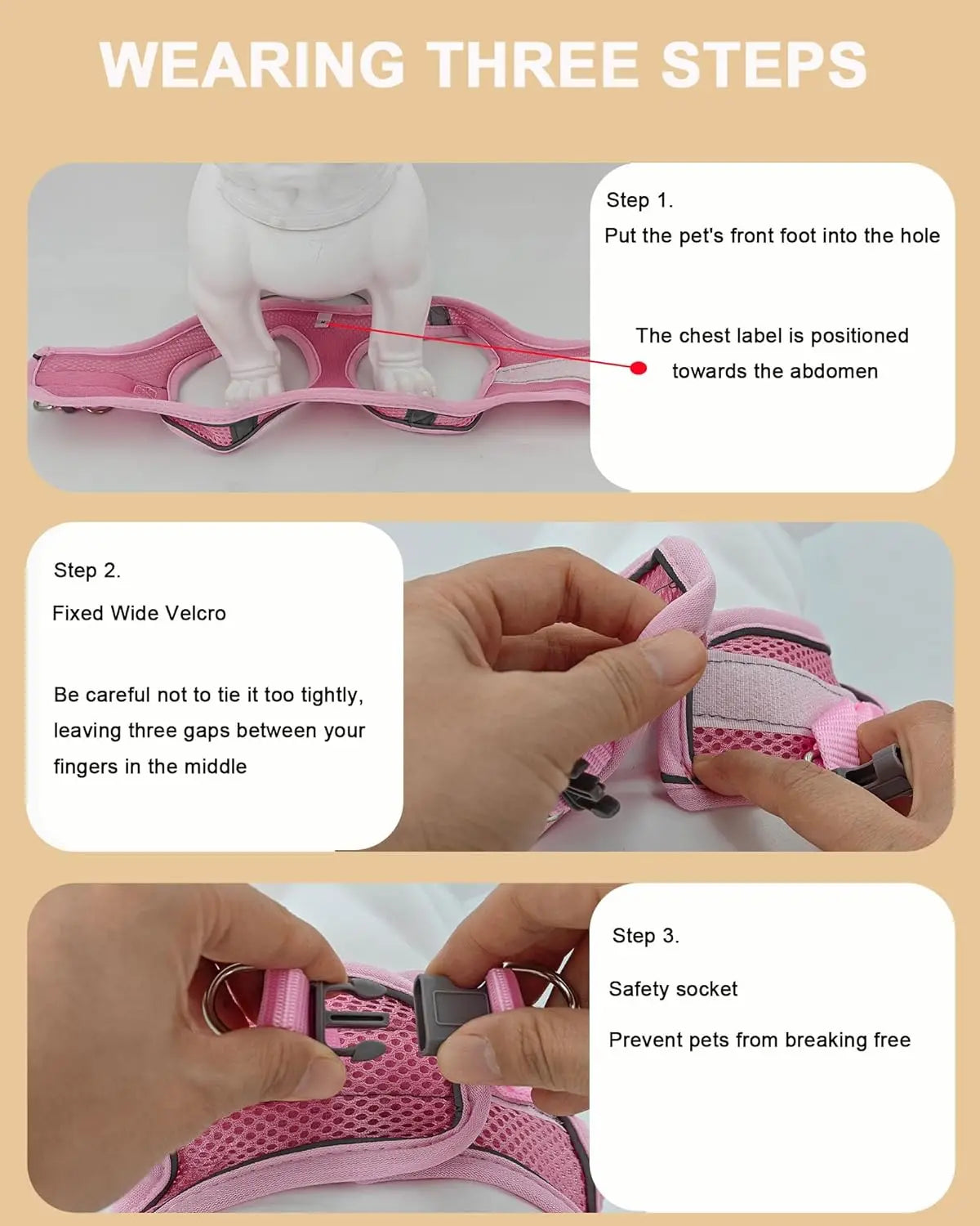 Soft mesh dog chest strap, suitable for training walks, adjustable dog vest, suitable for small and medium-sized dogs and cats