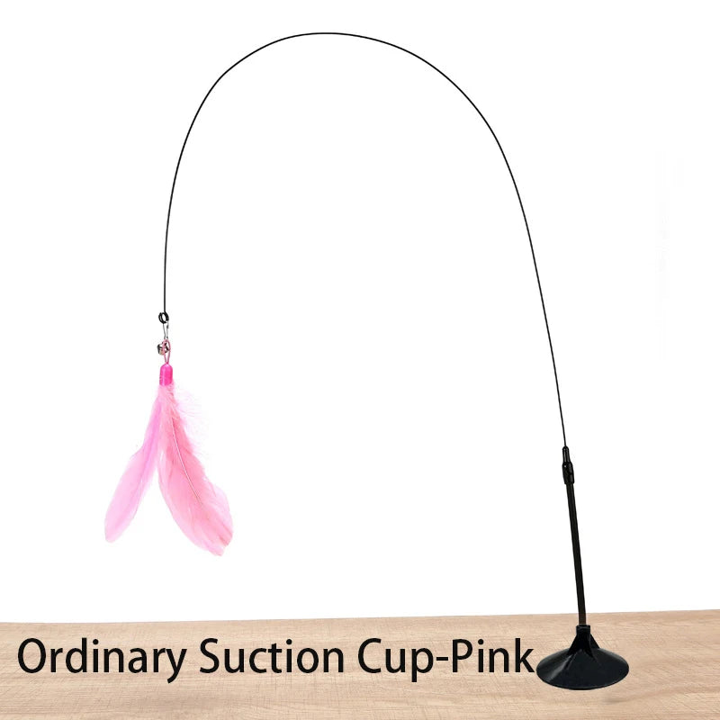 Hands-Free Suction Cup Feather Wand Toy for Cats