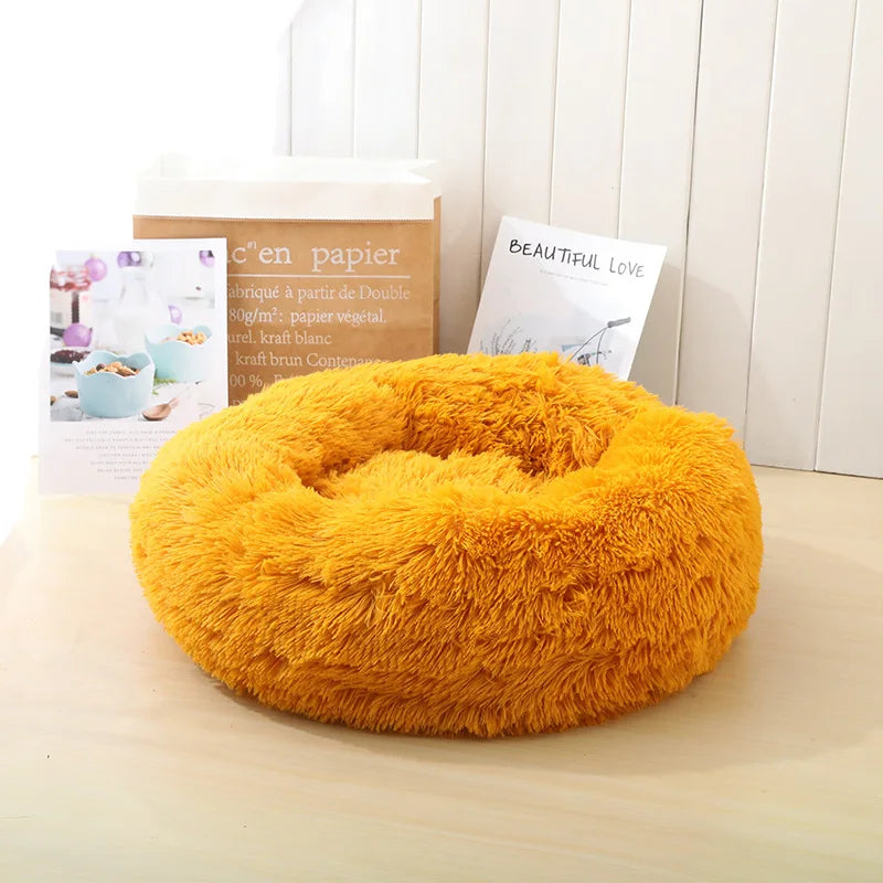 Warm Plush Round Cat Bed & Dog Cushion | Cozy Winter Pet Sleeping Sofa