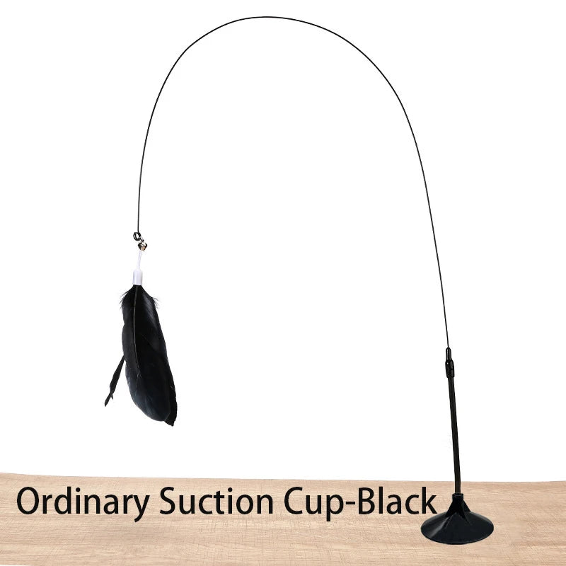 Hands-Free Suction Cup Feather Wand Toy for Cats