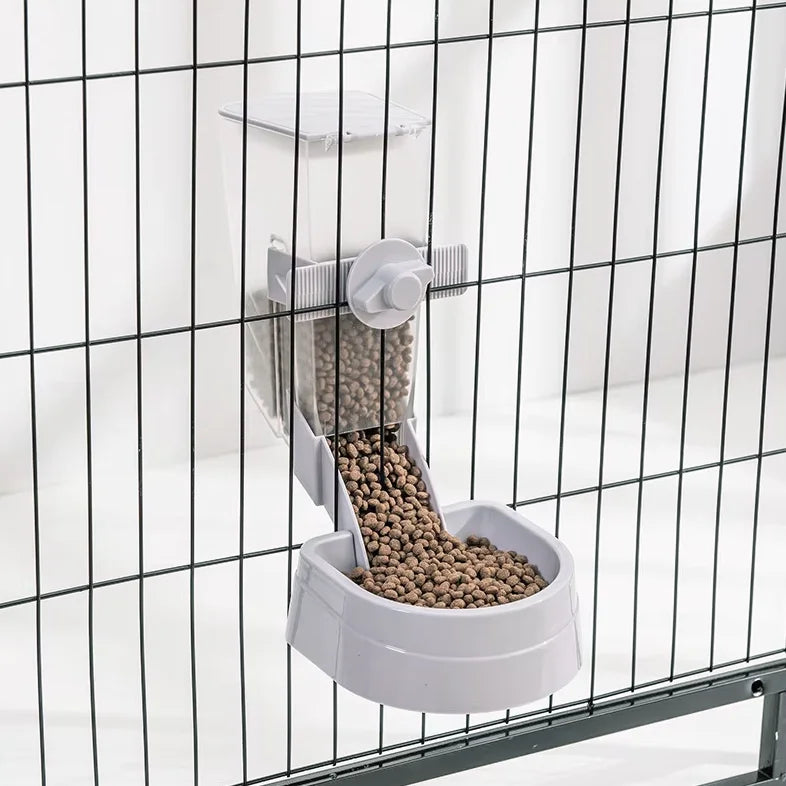 Automatic Cage Hanging Pet Feeder & Water Bottle | No-Spill Food Bowl for Dogs, Cats, Rabbits & Small Pets