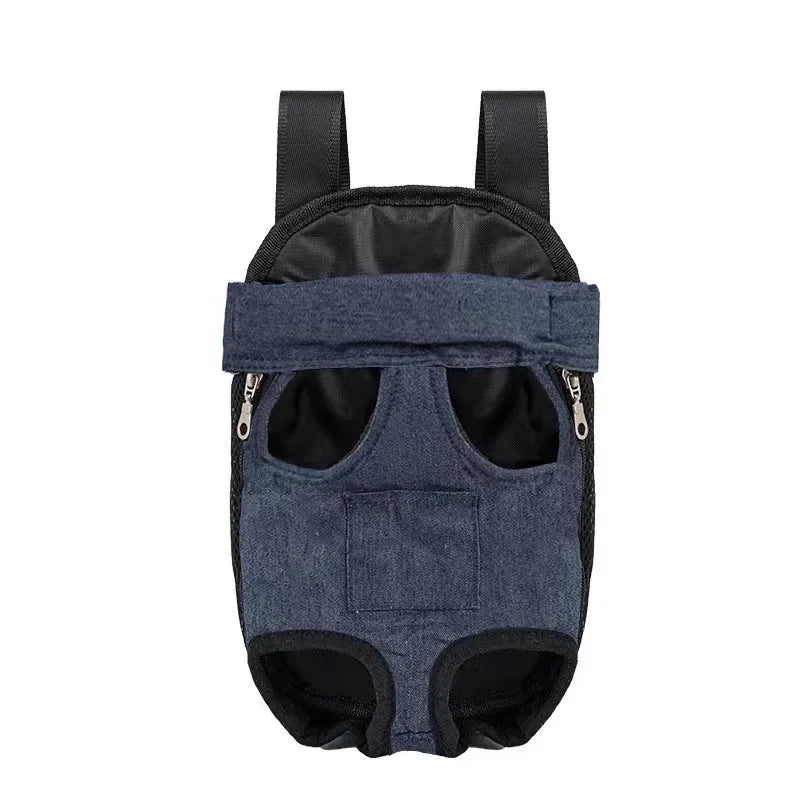 Denim Pet Backpack Carrier for Small Dogs & Cats | Breathable Outdoor Travel Shoulder Bag